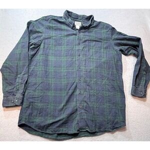 L.L. Bean‎ XL-Tall Flannel Shirt Blue Green Plaid Long Sleeve Button Down Cotton